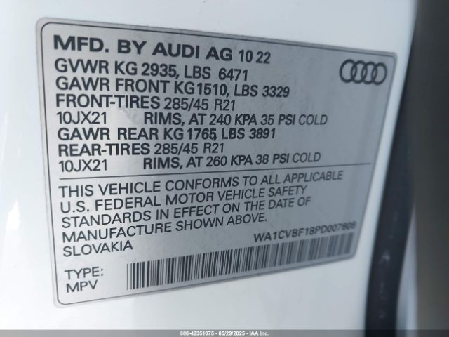 WA1CVBF18PD007608 Audi Q8 Prestige 55 Tfsi Quattro Tiptronic
