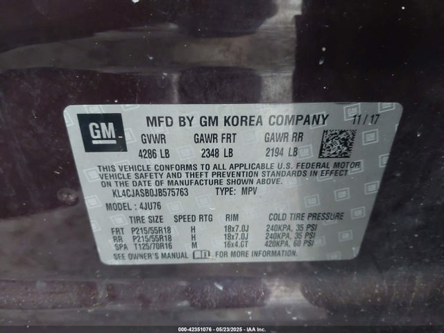 KL4CJASB0JB575763 Buick Encore Preferred