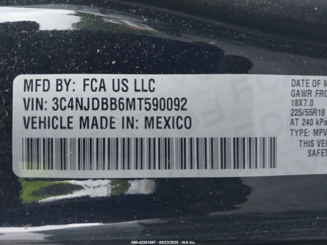 3C4NJDBB6MT590092 Jeep Compass Altitude 4x4