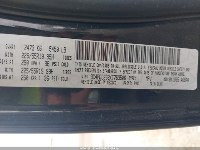 2019 DODGE JOURNEY 3C4PDCGG2KT763506 Photo 8