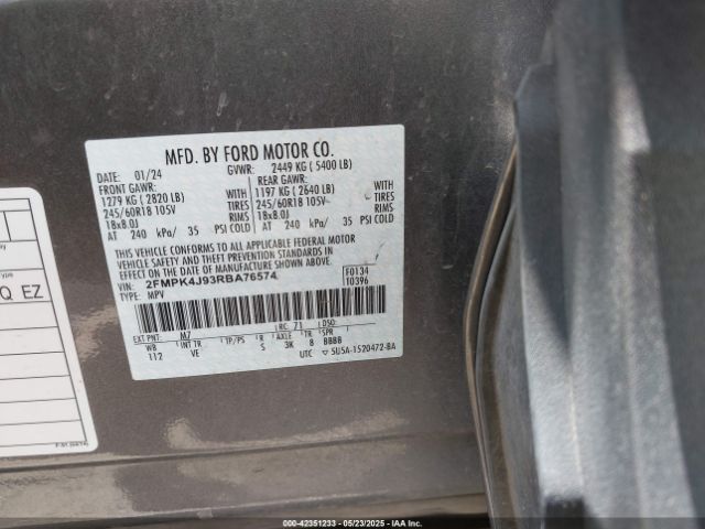 2FMPK4J93RBA76574 Ford EDGE SEL