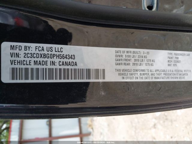 2C3CDXBG0PH564343 Dodge Charger Sxt