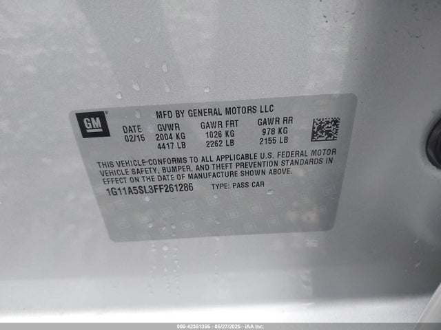 Chevrolet Malibu 1fl 2015 1G11A5SL3FF261286 Image 9