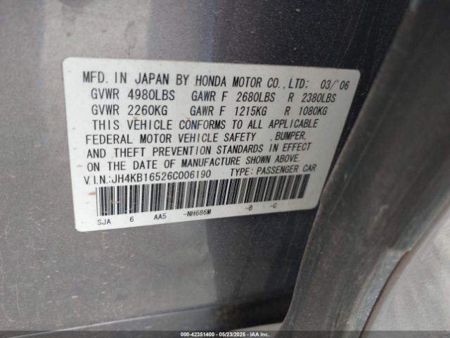 2006 ACURA RL JH4KB16526C006190 Photo 8