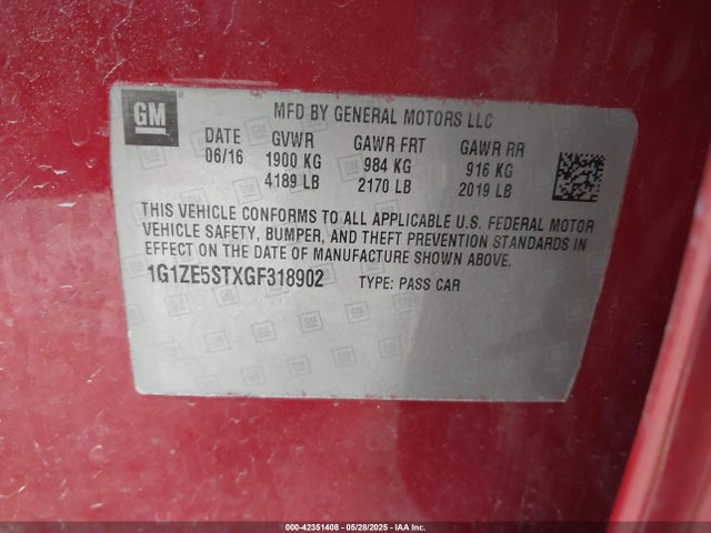 1G1ZE5STXGF318902 Chevrolet MALIBU 1LT