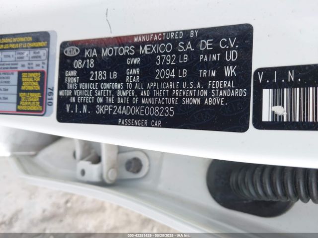 3KPF24AD0KE008235 KIA Forte Lxs
