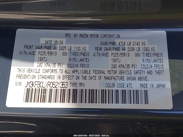 JM3KFBCLXR0521353 Mazda Cx-5 Preferred