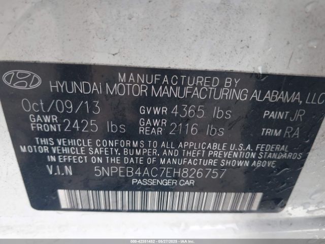 5NPEB4AC7EH826757 Hyundai SONATA GLS