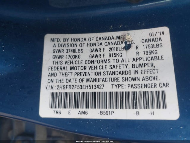 2HGFB2F53EH513427 Honda Civic Lx