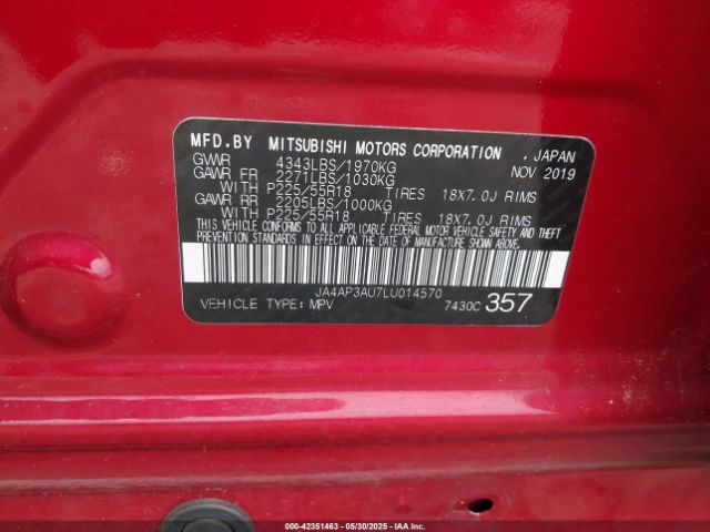 2020 MITSUBISHI OUTLANDER SPORT JA4AP3AU7LU014570 Photo 8