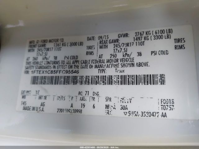 1FTEX1C85FFC95546 Ford F-150 Xl