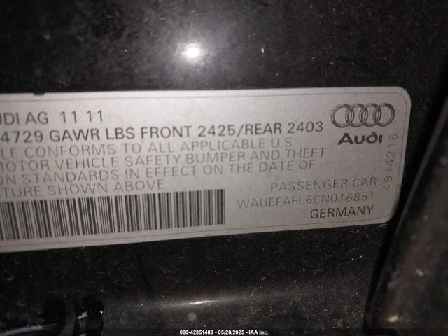 2012 AUDI A4 WAUEFAFL6CN016851 Photo 8