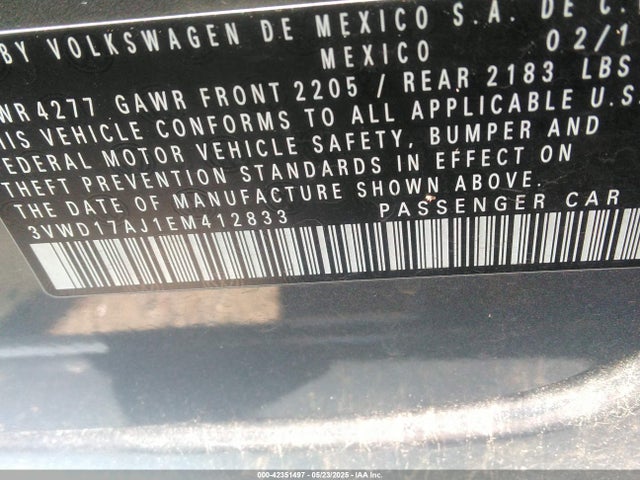 3VWD17AJ1EM412833 Volkswagen Jetta 1.8t Se