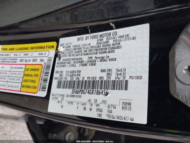 3FA6P0G74GR186456 Ford 2016