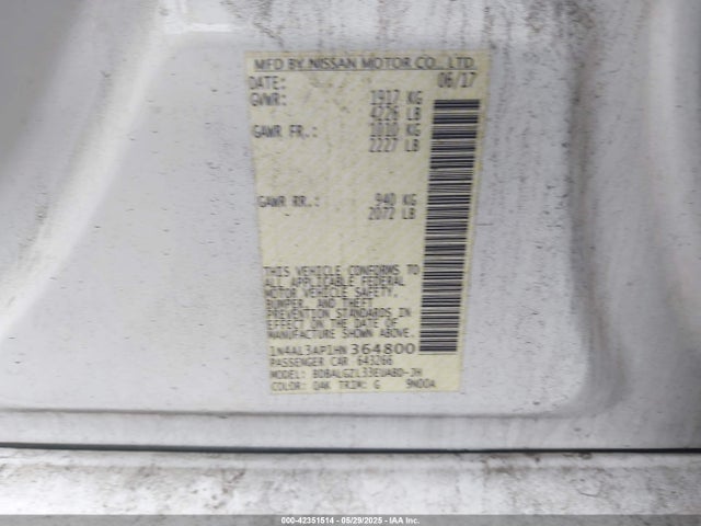 1N4AL3AP1HN364800 Nissan Altima 2.5 S