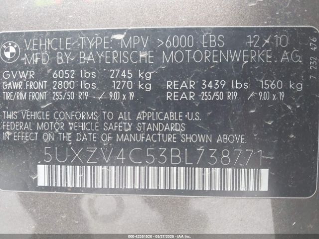 2011 BMW X5 5UXZV4C53BL738771 Photo 8