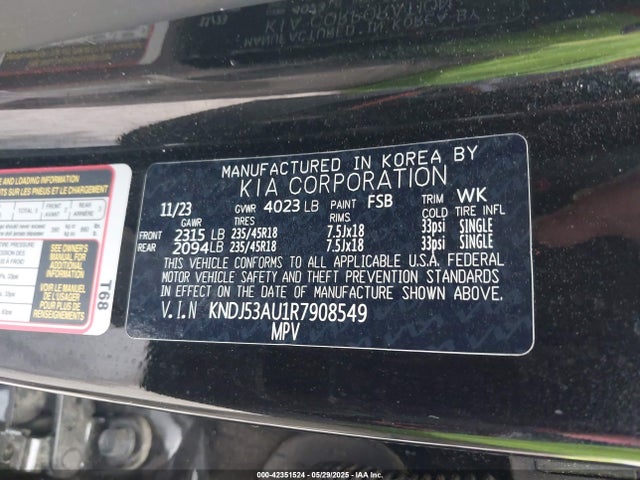 KNDJ53AU1R7908549 KIA 2024