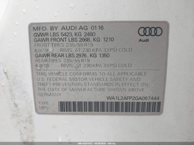 2016 AUDI Q5 WA1L2AFP2GA097444 Photo 8