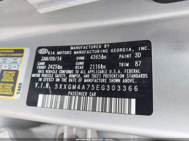 5XXGM4A75EG303366 KIA Optima Lx