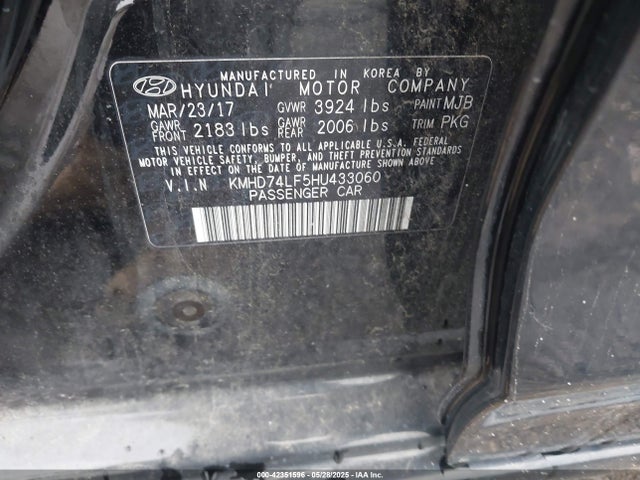 KMHD74LF5HU433060 Hyundai Elantra