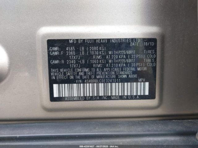 4S4BRBLC0E3241011 Subaru 2.5na u5