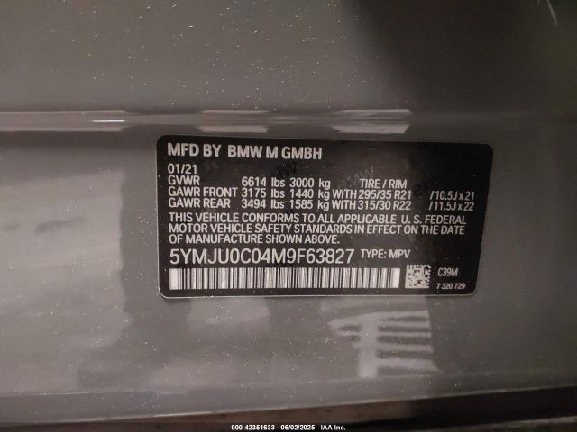 2021 BMW X5 M 5YMJU0C04M9F63827 Photo 8