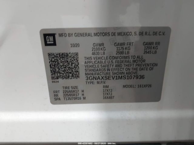 2021 CHEVROLET EQUINOX 3GNAXSEV1MS107936 Photo 8