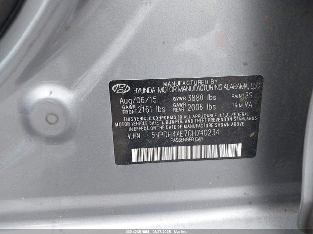 5NPDH4AE7GH740234 Hyundai dohc mpi nu