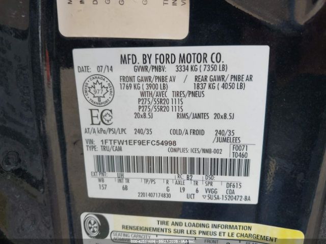 1FTFW1EF9EFC54998 Ford F-150 Fx4