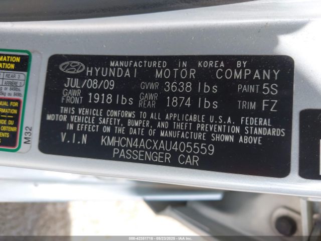 2010 HYUNDAI ACCENT KMHCN4ACXAU405559 Photo 8