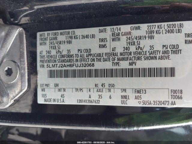 2015 LINCOLN MKC 5LMTJ2AH6FUJ32068 Photo 8
