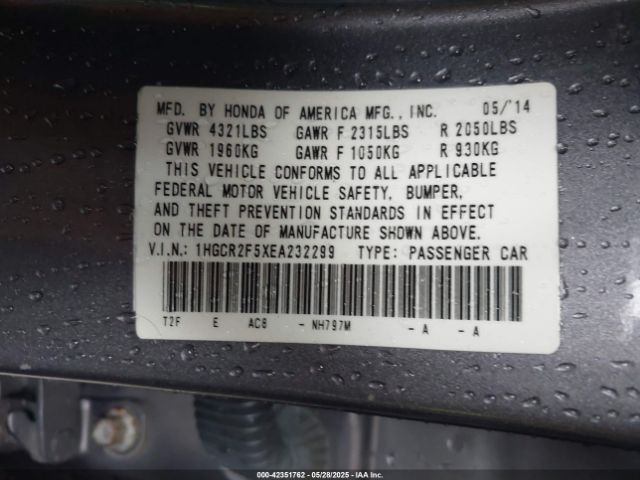 1HGCR2F5XEA232299 Honda Accord Sport