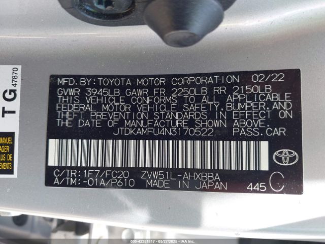 2022 TOYOTA PRIUS JTDKAMFU4N3170522 Photo 8