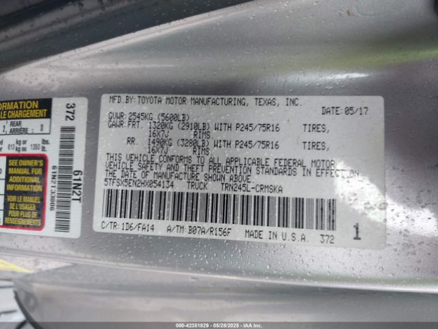 5TFSX5EN2HX054134 Toyota Tacoma Sr
