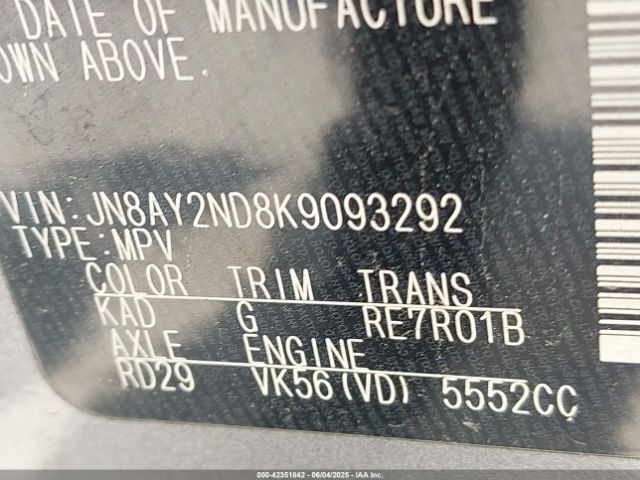 2019 NISSAN ARMADA JN8AY2ND8K9093292 Photo 8