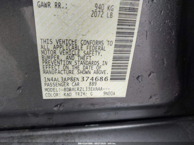 1N4AL3AP8EN374686 Nissan Altima 2.5/2.5 S/2.5 Sl/2.5 Sv