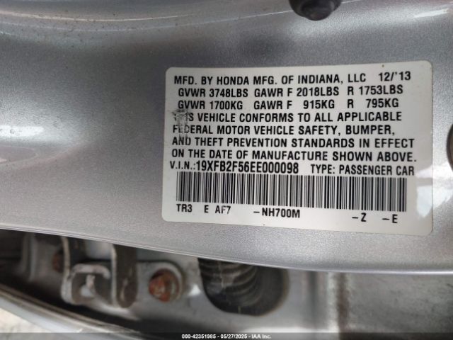 19XFB2F56EE000098 Honda Civic Lx