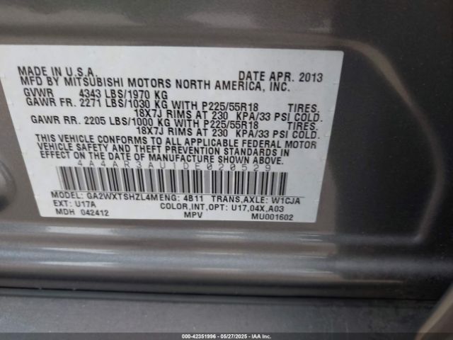 2013 MITSUBISHI OUTLANDER SPORT 4A4AR3AU1DE020529 Photo 8