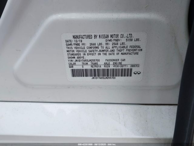 2020 INFINITI Q50 JN1EV7AR0LM255700 Photo 8