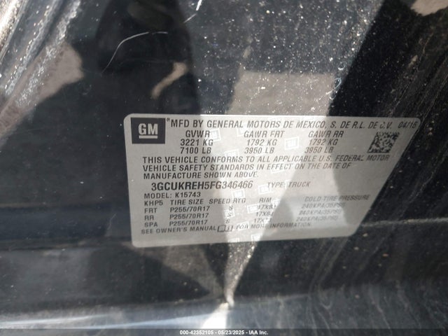 3GCUKREH5FG346466 Chevrolet Silverado 1500 1lt