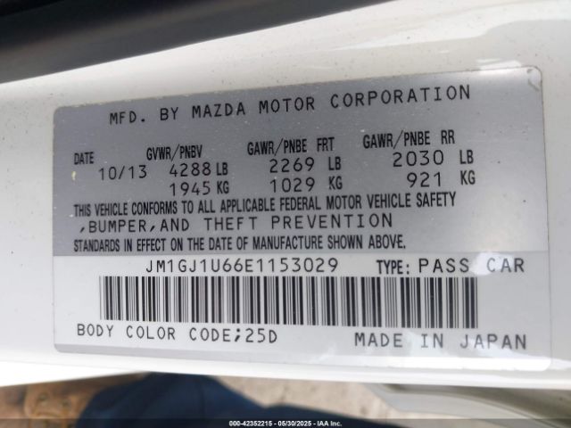 JM1GJ1U66E1153029 Mazda Mazda6 I Sport