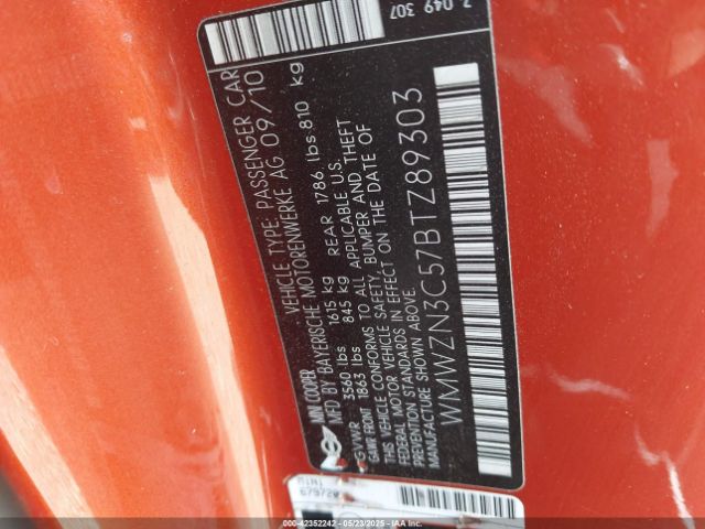 2011 MINI COOPER WMWZN3C57BTZ89303 Photo 8