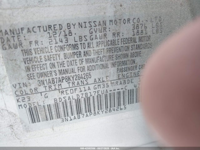 3N1AB7AP8KY284265 Nissan 2019