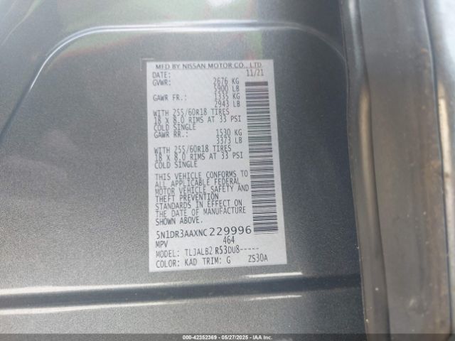 2022 NISSAN PATHFINDER 5N1DR3AAXNC229996 Photo 8
