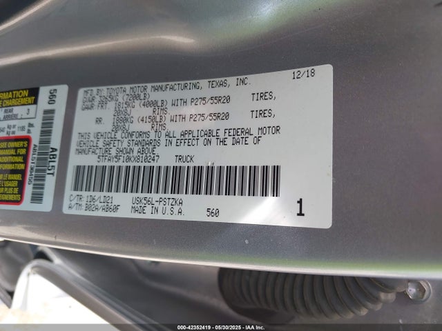 Toyota 3ur-fe 2019 5TFAY5F10KX810247 Image 9