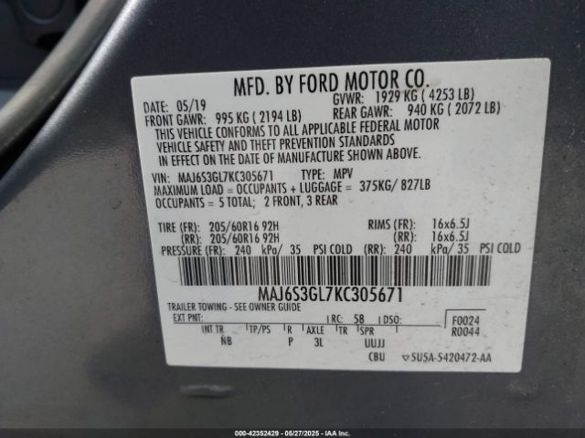 2019 FORD ECOSPORT MAJ6S3GL7KC305671 Photo 8