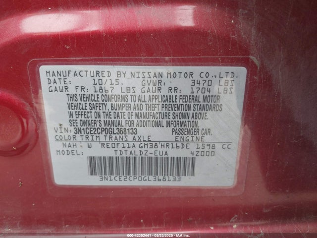 Nissan Versa Note Sv 2016 3N1CE2CP0GL368133 Image 9