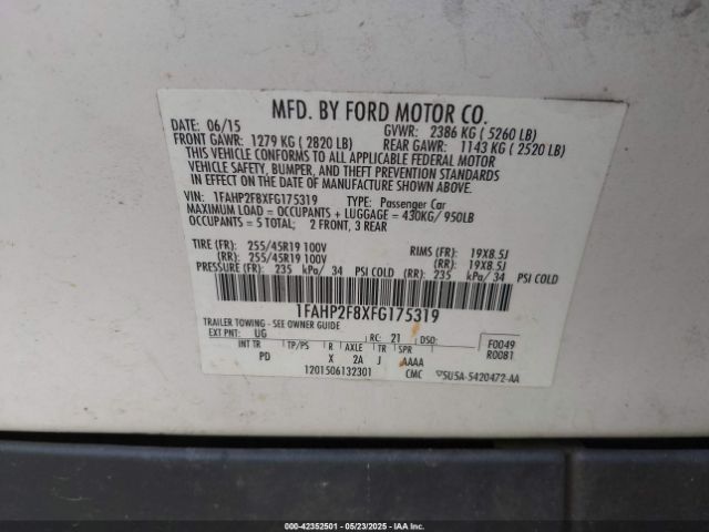 1FAHP2F8XFG175319 Ford Taurus Limited