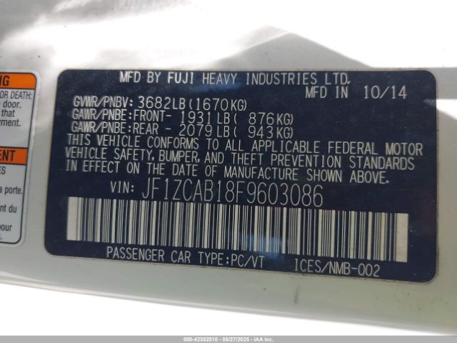 2015 SUBARU BRZ JF1ZCAB18F9603086 Photo 8