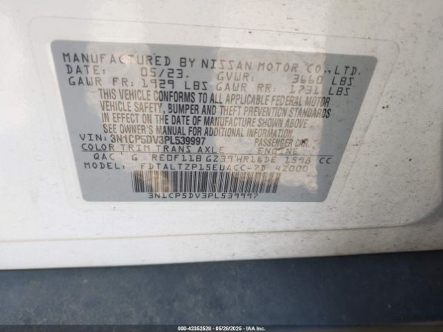 3N1CP5DV3PL539997 Nissan Kicks Sr Xtronic Cvt